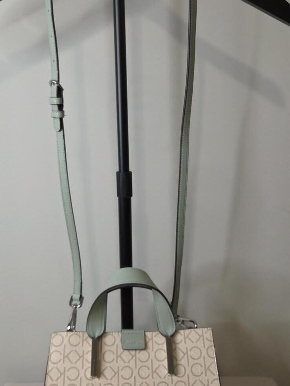 Calvin Klein Audrey Signature Crossbody Mini Tote Sage and Khaki - Picture 12 of 13